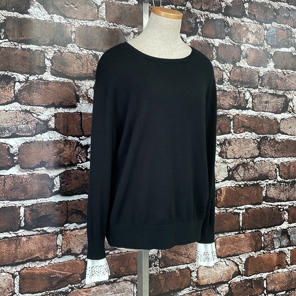 Nordstrom Sweater Wool Beaded Black White Size Medium M - Picture 7 of 14